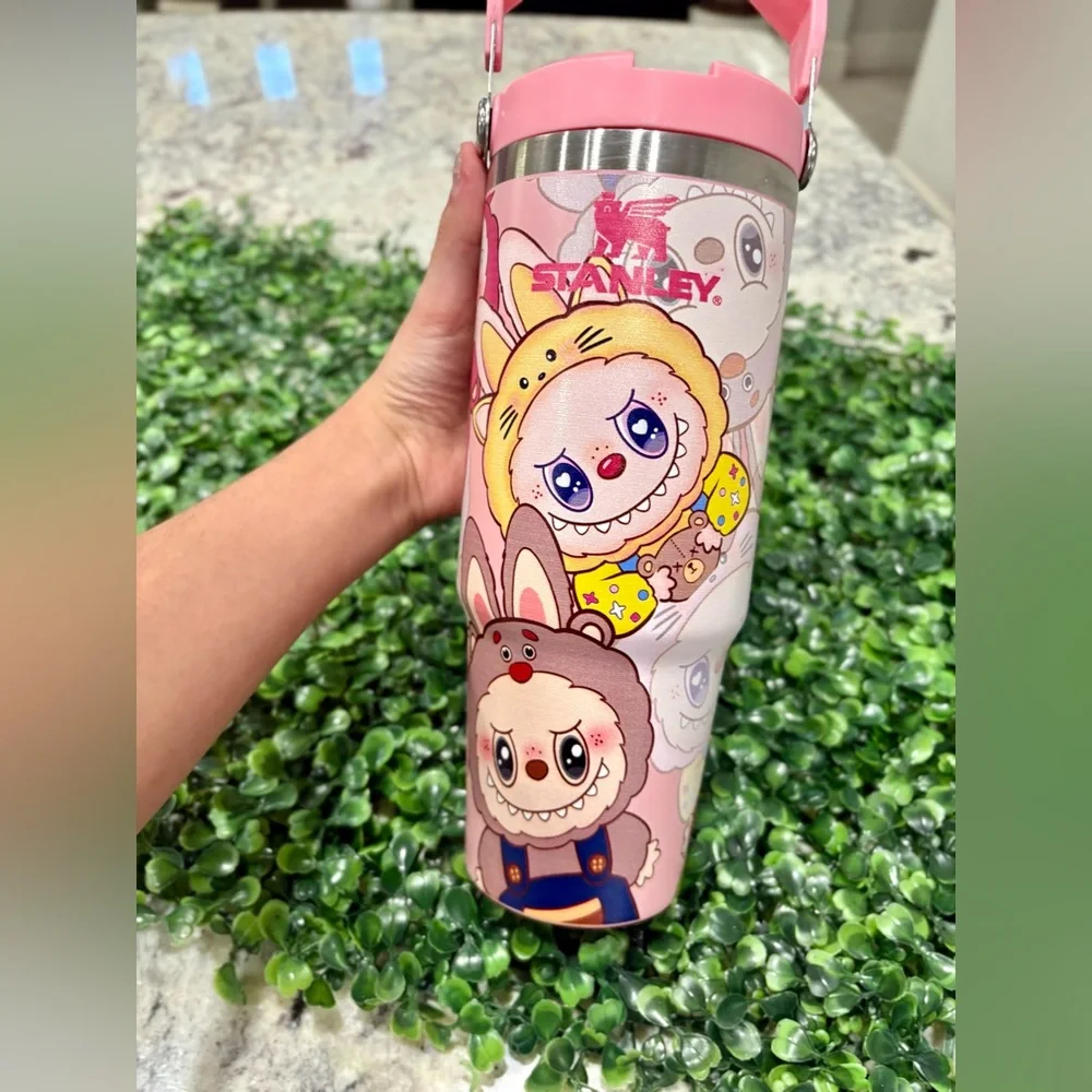 Custom Stanley Pink labubu designs Flip Straw Tumbler - Picture 2 of 2
